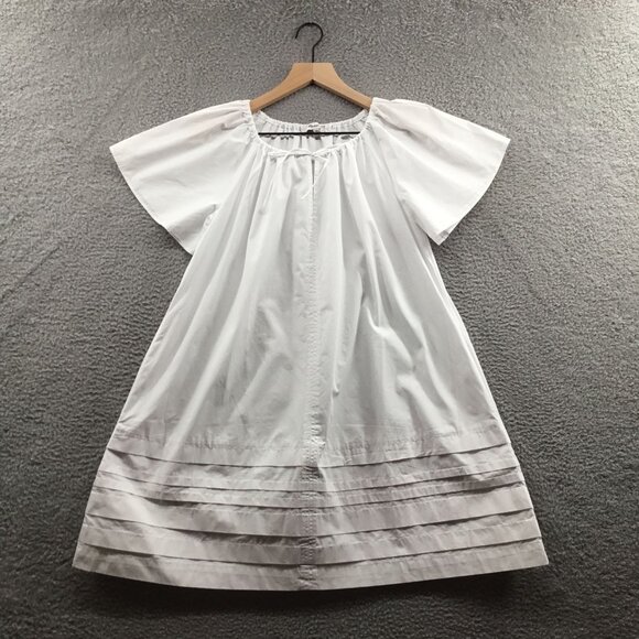 Madewell Poplin Flutter-Sleeve Pintuck Mini Dress Eyelet White XS - Picture 3 of 5